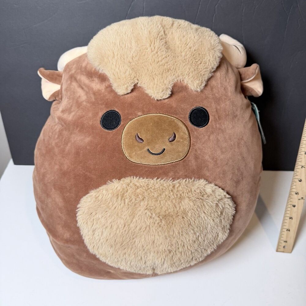 Squishmallows Marshal Yak Highland Cow 16" Brown Plush Kellytoy 2022 w/ Tag